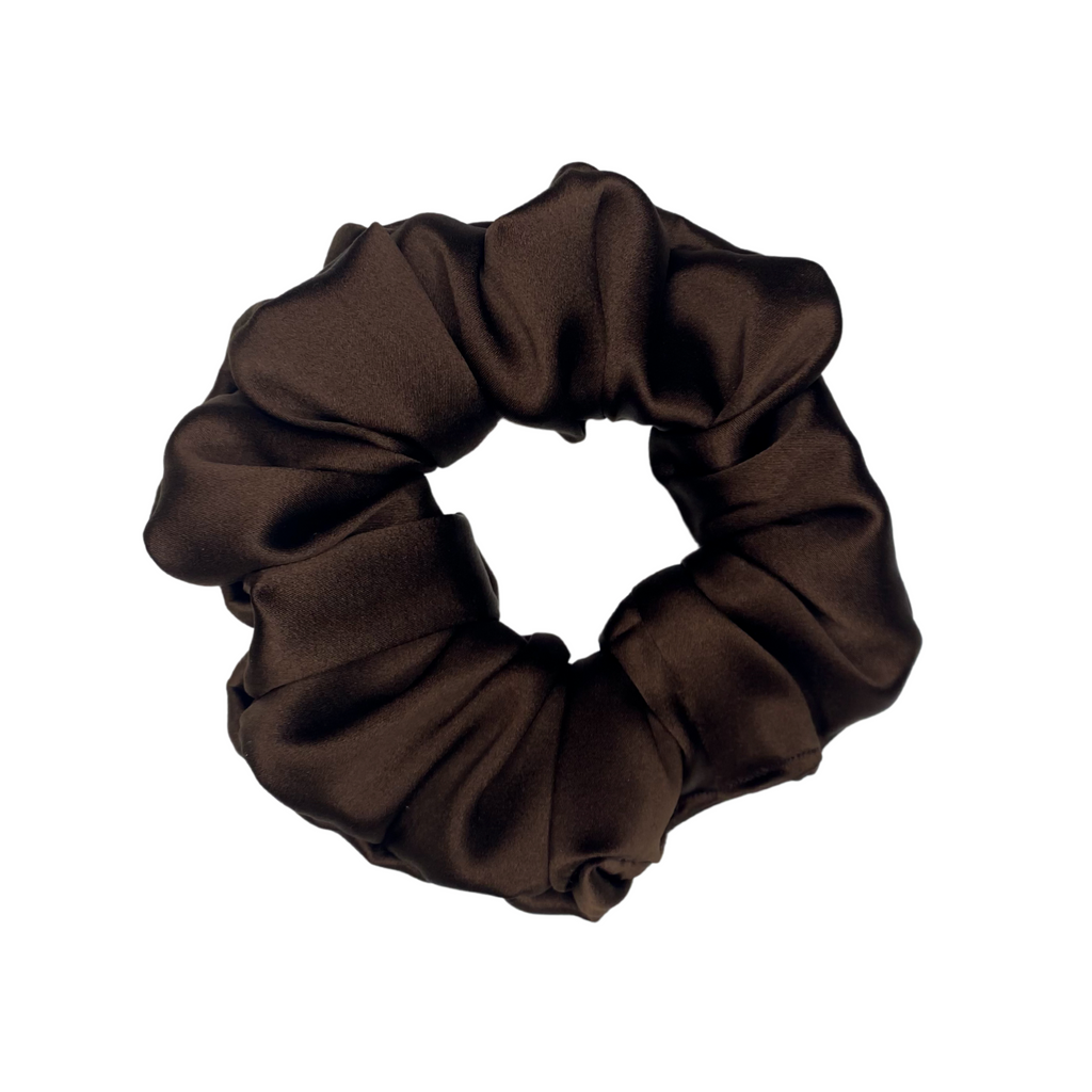 Chocolate silk scrunchie - Petite Barrette